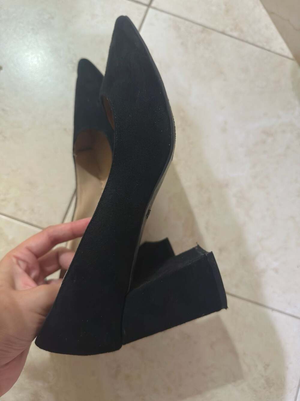 Zigi Soho Black Suede Pointed-Toe Block Heel Pumps